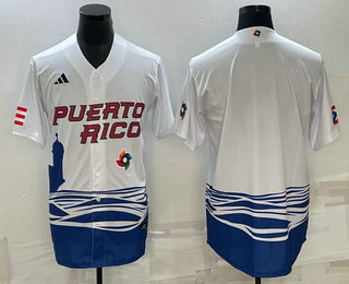 Mens Puerto Rico Baseball Blank White 2023 World Baseball Classic Stitched Jersey